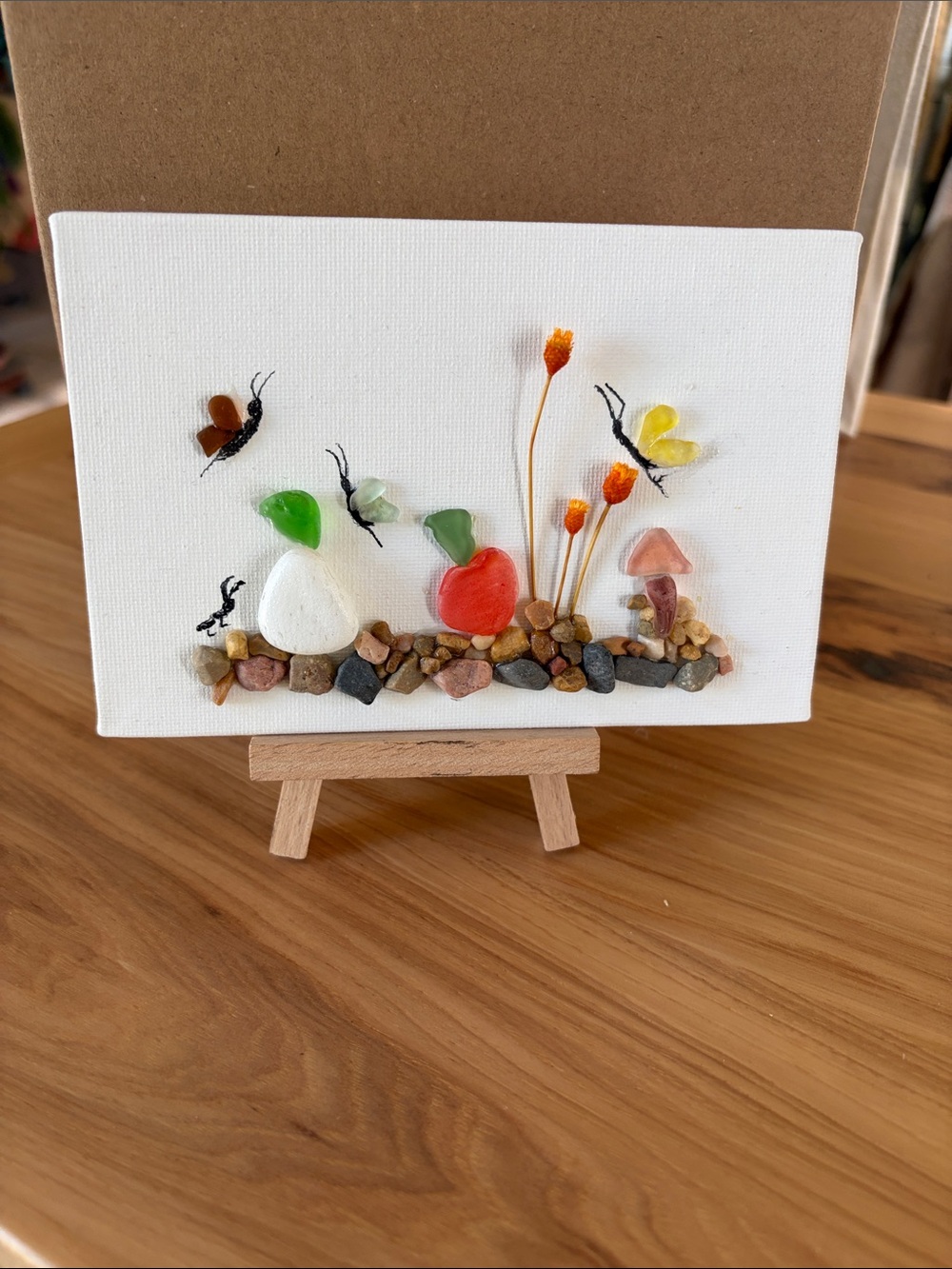 Handcrafted Sea Glass Garden Wall Art - White, Green, Red, Yellow